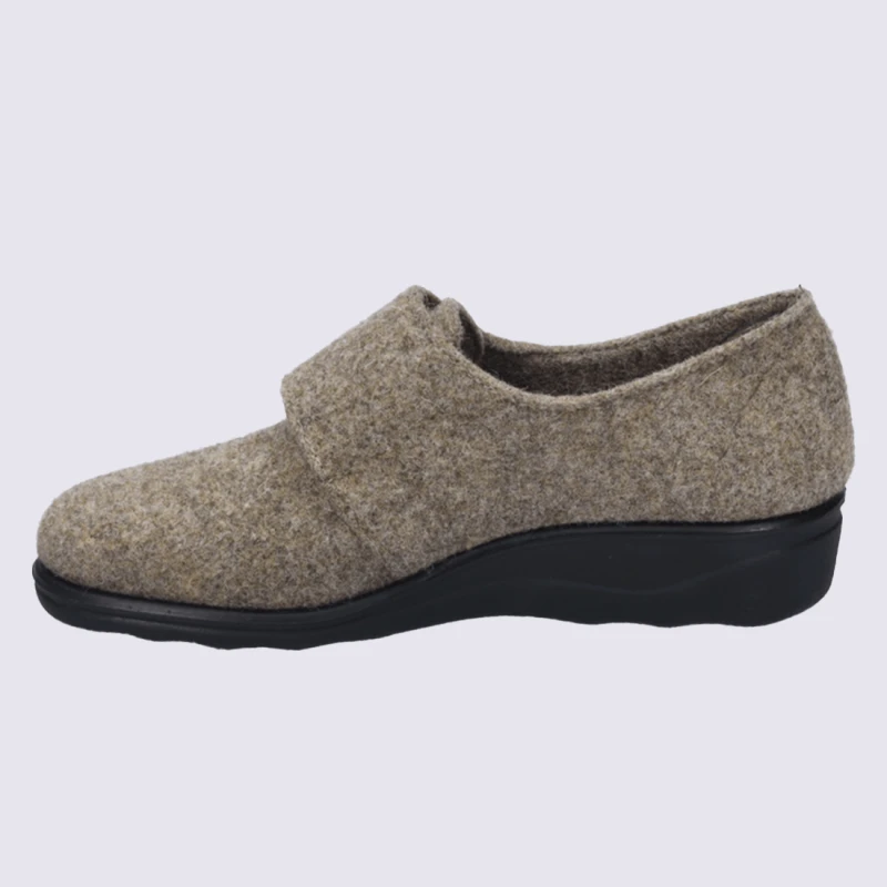Pantoufles Josef Seibel, Pantoufles Chaude A Fermeture Velcros Femme En Feutre Brun – Image 3