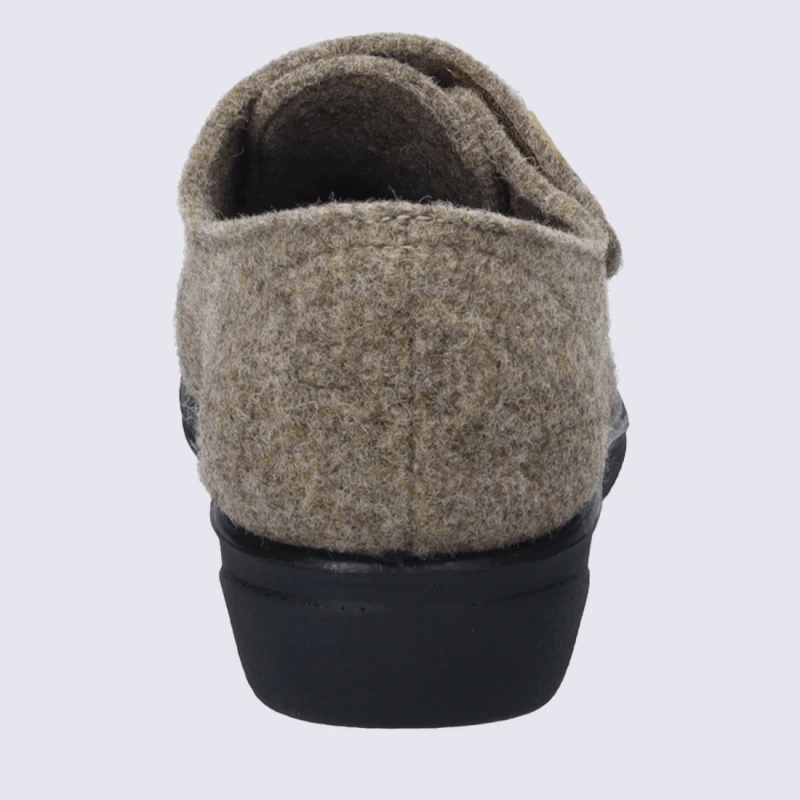 Pantoufles Josef Seibel, Pantoufles Chaude A Fermeture Velcros Femme En Feutre Brun – Image 4