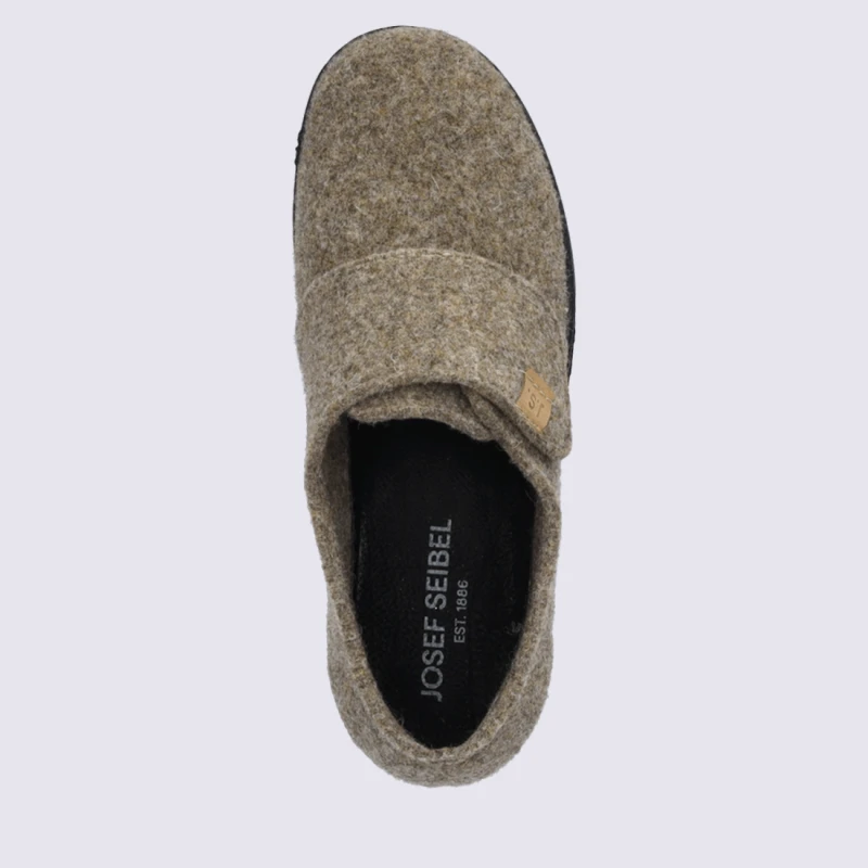 Pantoufles Josef Seibel, Pantoufles Chaude A Fermeture Velcros Femme En Feutre Brun – Image 7