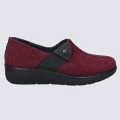 Pantoufles Josef Seibel, Pantoufles Chaude Et Classe Femme En Textile Bordeaux