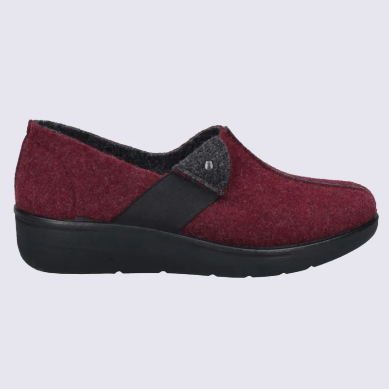 Pantoufles Josef Seibel, Pantoufles Chaude Et Classe Femme En Textile Bordeaux
