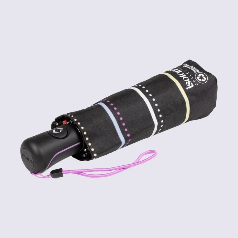 Parapluie Isotoner, Parapluie Mini Automatique Femme à Motif Rayure – Image 3
