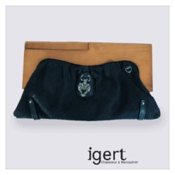 Pochette Frederic En Bois Et En Cuir Noir