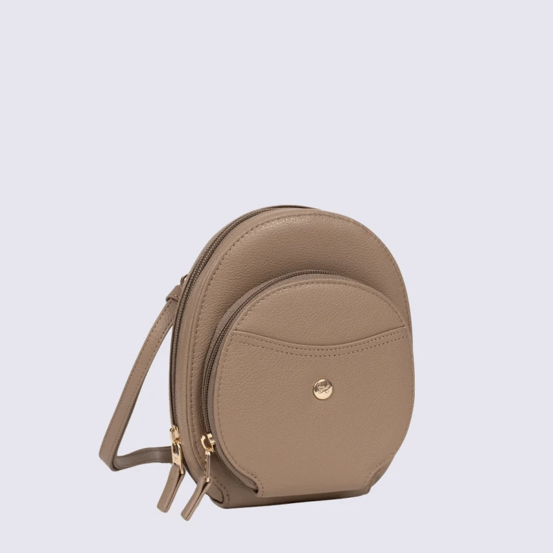 Pochette Hexagona, Pochette à Bandoulière Tendance Femme En Cuir Biscuit