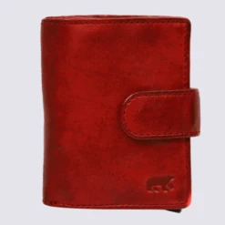 Porte-cartes Bear, Porte-cartes Unisexe Kris En Cuir Rouge