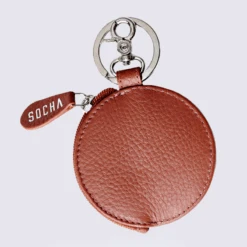 Porte-clés Socha, Porte-clés Disque Femme En Cuir Cognac