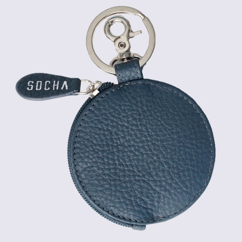 Porte-clés Socha, Porte-clés Disque Femme En Cuir Gris