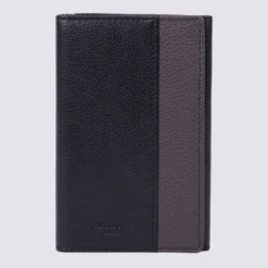 Porte Documents Pour Homme Hexagona En Cuir Noir Et Taupe