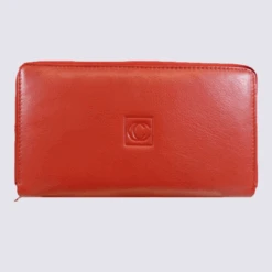 Porte Feuille Clara Campbell, Porte Feuille à Fermeture à Glissière Femme En Cuir Rouge