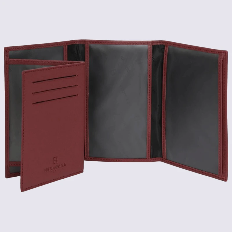 Porte-papiers Hexagona, Porte-papiers Unisexe En Cuir Rouge – Image 3