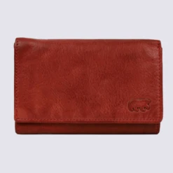 Portefeuille Bear, Portefeuilles à Rabat Pression Femme En Cuir Rouge