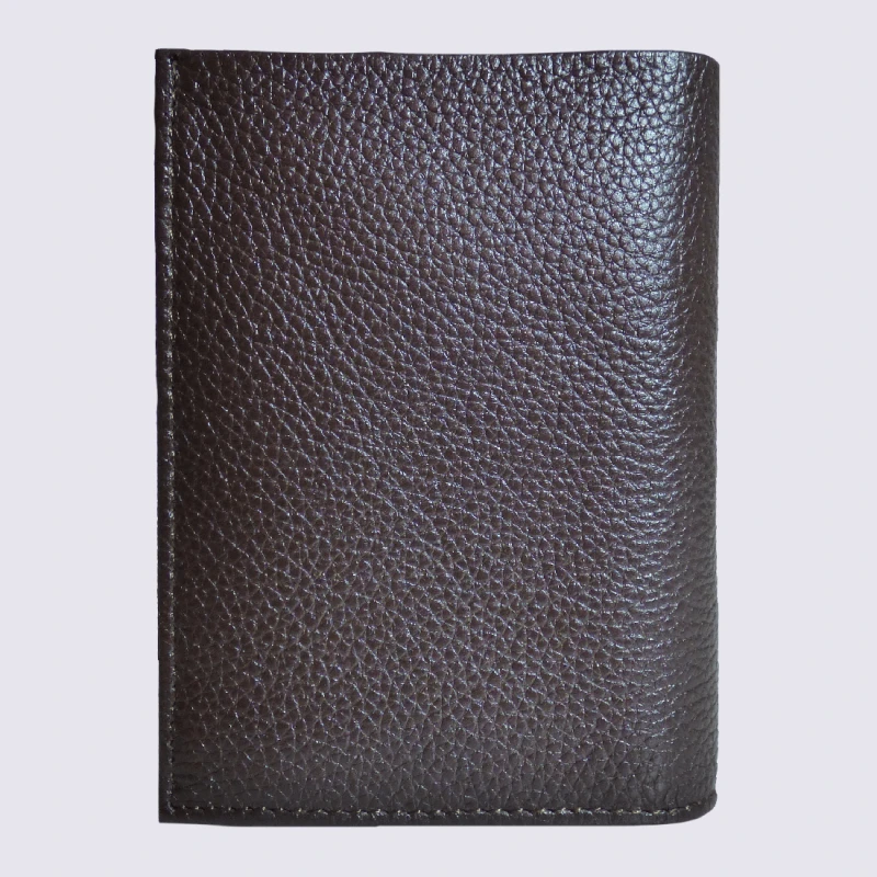 Portefeuille Frandi, Petit Portefeuille Homme En Cuir Grainé Marron Foncé – Image 2