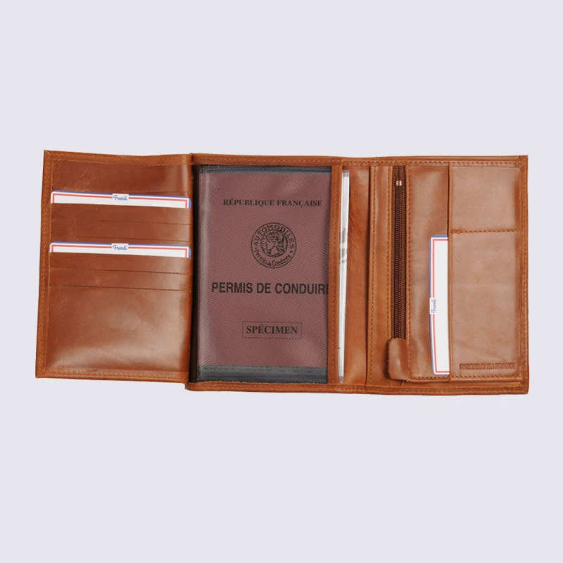 Portefeuille Frandi, Porte Feuille Vintage Homme En Cuir Gold – Image 3