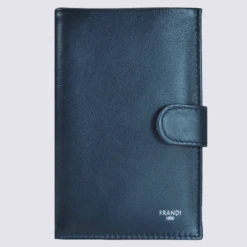 Portefeuille Frandi, Portefeuille Avec Fermoir Femme En Cuir Marine