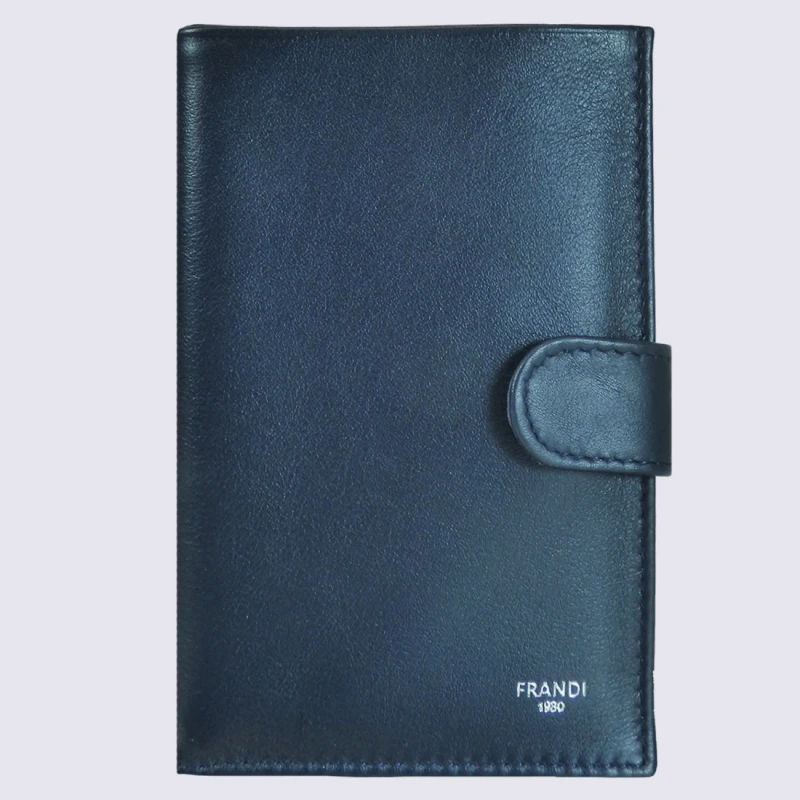 Portefeuille Frandi, Portefeuille Avec Fermoir Femme En Cuir Marine