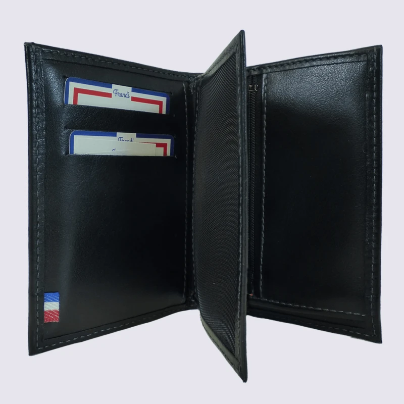 Portefeuille Frandi, Portefeuille Made In France Homme En Cuir Chic Noir – Image 3