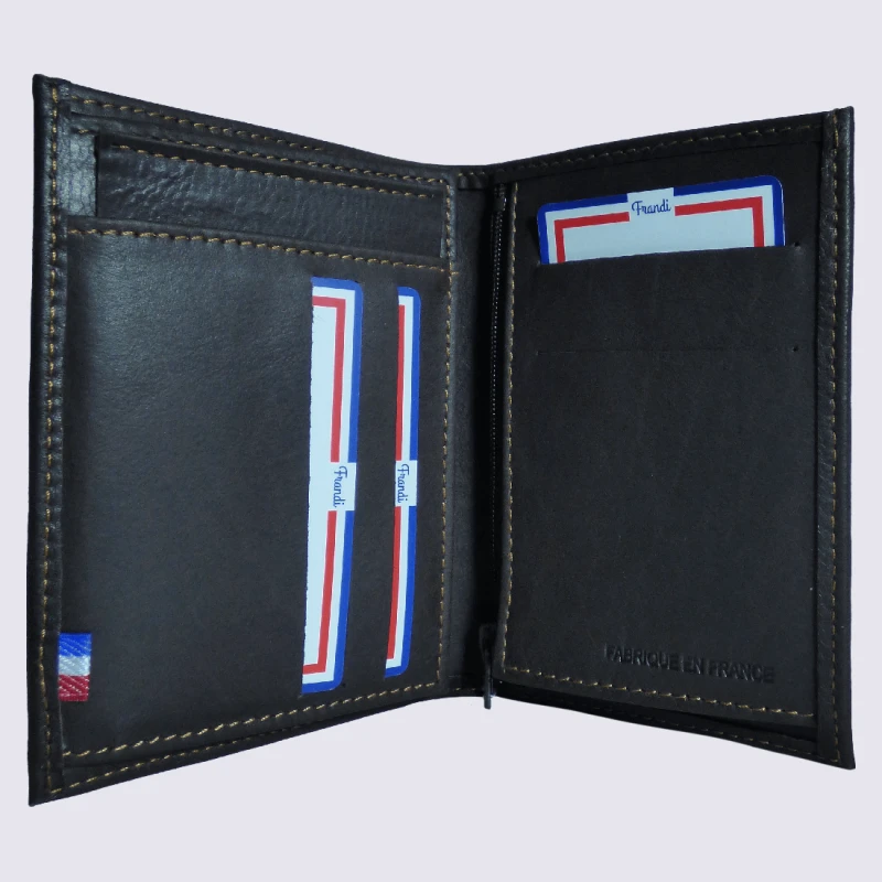 Portefeuille Frandi, Portefeuille Pour Homme En Cuir De Vachette Marron – Image 3