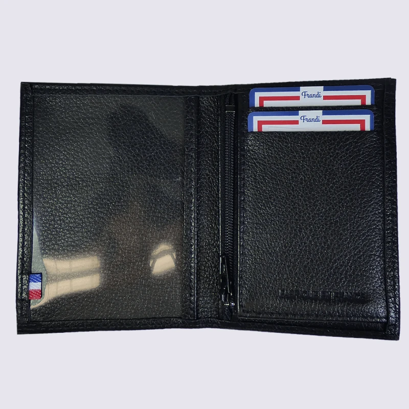 Portefeuille Frandi, Portefeuille Tendance Pour Homme En Cuir Noir – Image 3