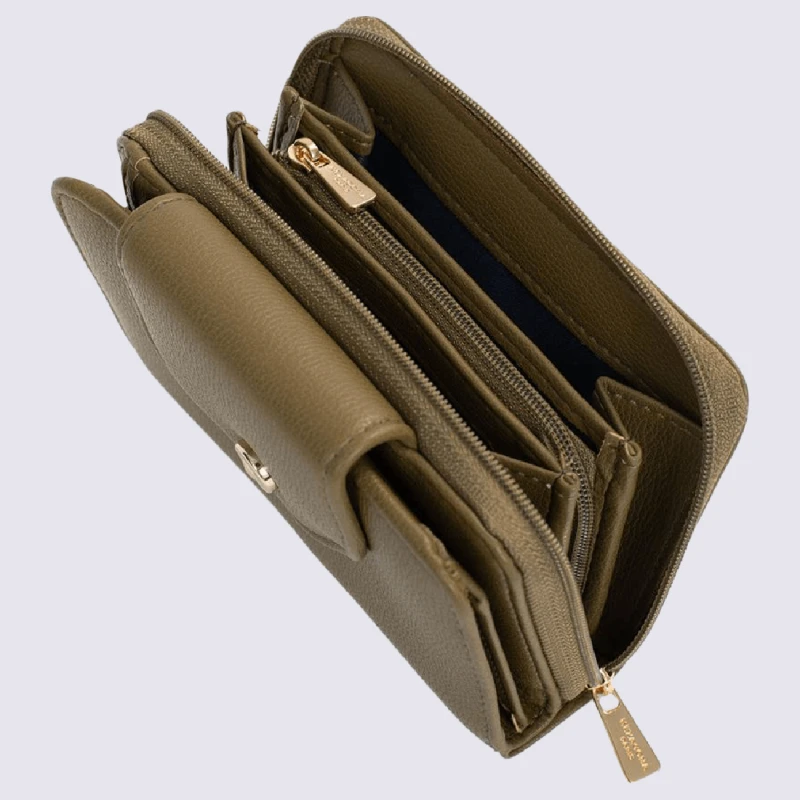 Portefeuille Hexagona, Portefeuille 2 Volets Ligne Ambre Femme Kaki – Image 5