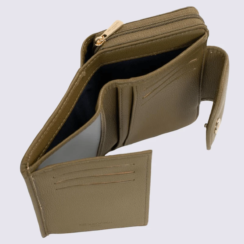 Portefeuille Hexagona, Portefeuille 2 Volets Ligne Ambre Femme Kaki – Image 6