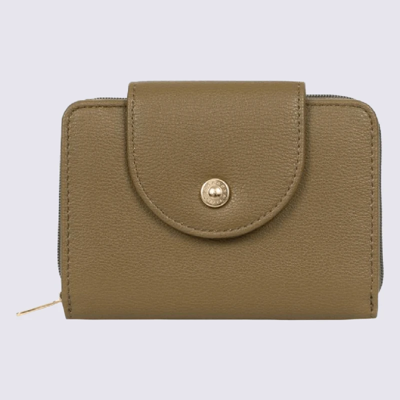 Portefeuille Hexagona, Portefeuille 2 Volets Ligne Ambre Femme Kaki