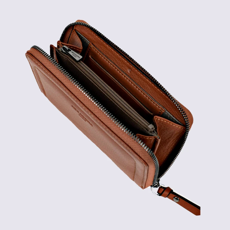 Portefeuille Hexagona, Portefeuille Femme En Cuir Terre – Image 3