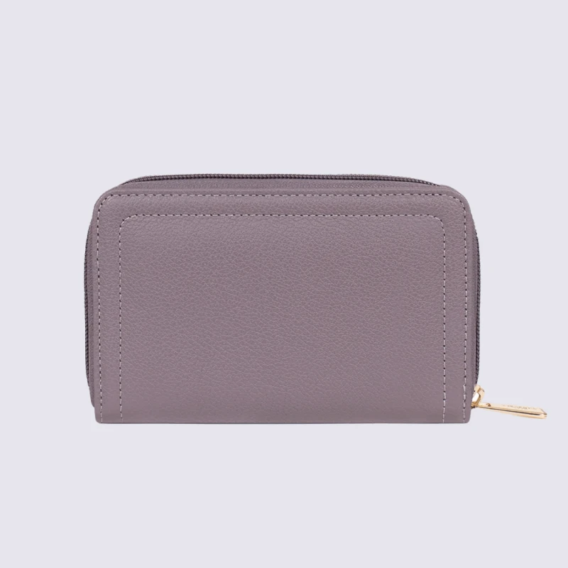 Portefeuille Hexagona, Portefeuille, Stop RFID, En Cuir De Vachette Femme Prune – Image 2