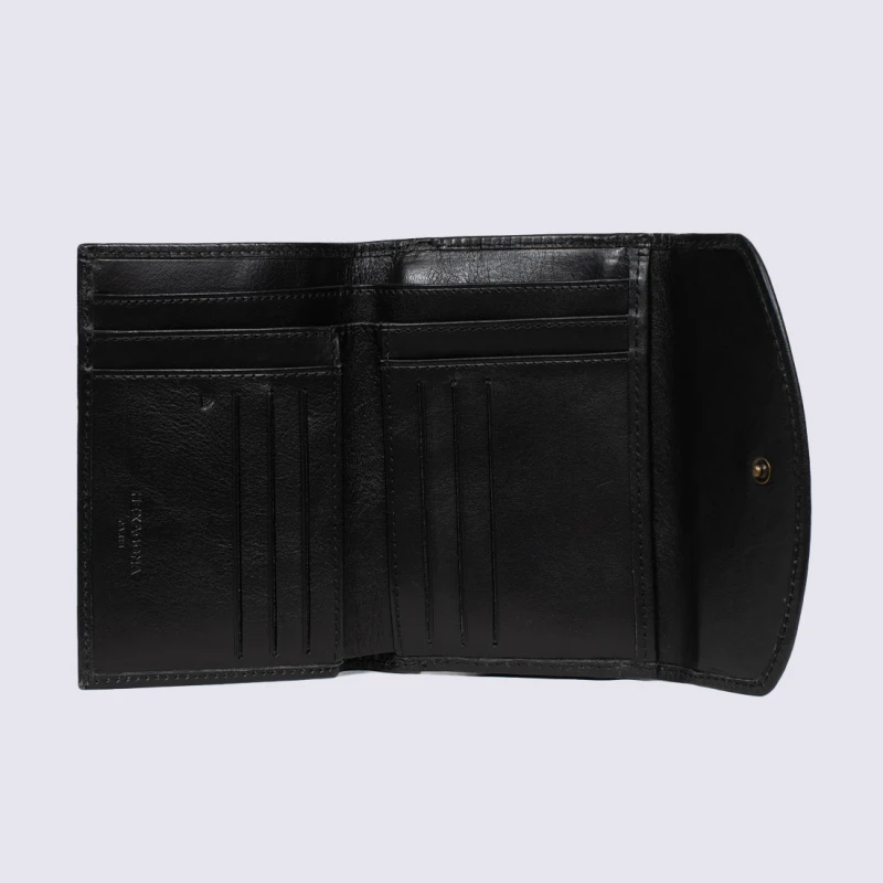 Portefeuille Hexagona, Portefeuille Tendance, Stop RFID, Femme En Cuir Noir – Image 3