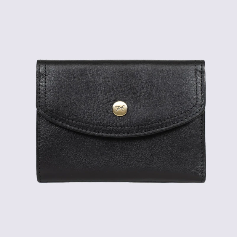 Portefeuille Hexagona, Portefeuille Tendance, Stop RFID, Femme En Cuir Noir