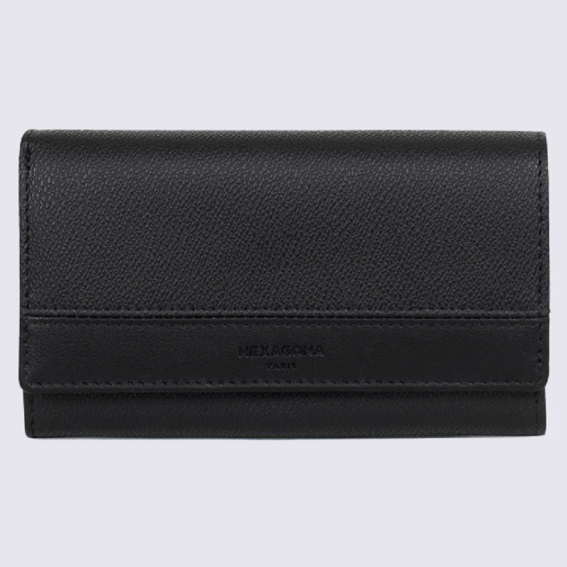Portefeuille Long Hexagona, Portefeuille Long Stop RFID Femme Noir