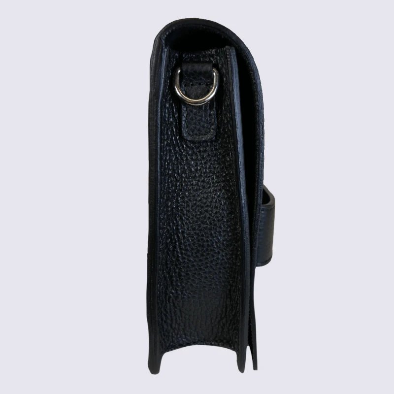 Sac à Bandoulière Charlotte, Sac à Bandoulière/pochette Femme En Cuir Noir – Image 3