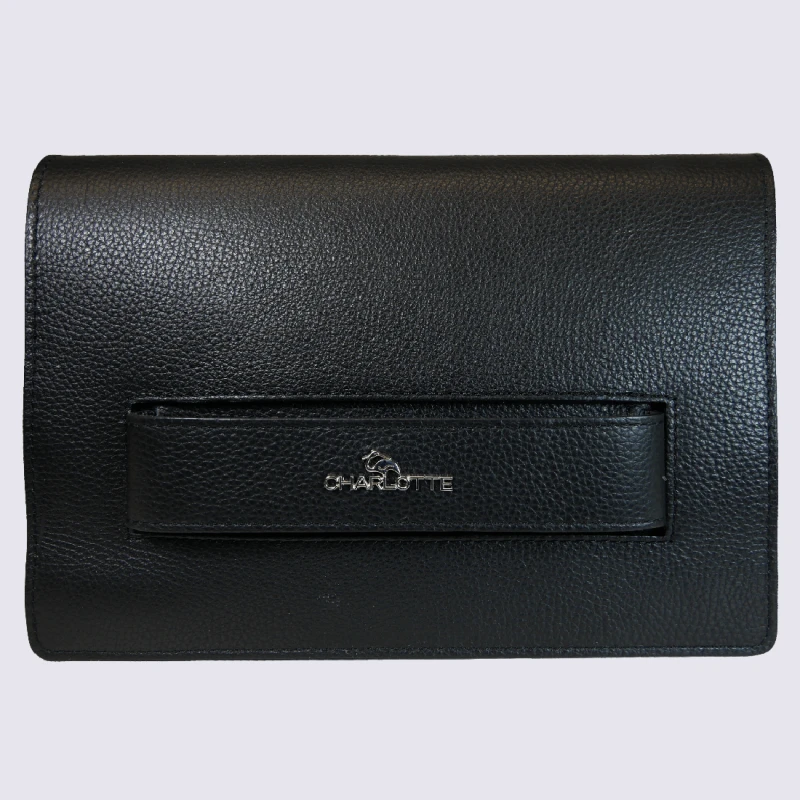 Sac à Bandoulière Charlotte, Sac à Bandoulière/pochette Femme En Cuir Noir