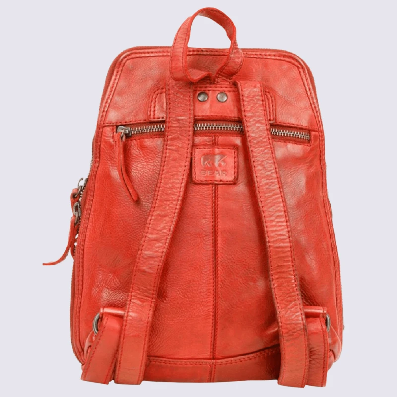 Sac à Dos Bear, Sac à Dos Intemporel Pour Femme En Cuir Rouge – Image 3
