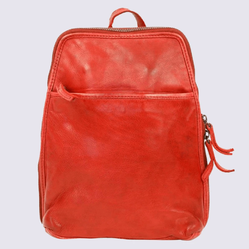Sac à Dos Bear, Sac à Dos Intemporel Pour Femme En Cuir Rouge