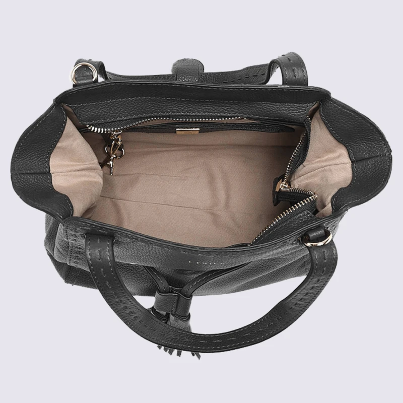 Sac à Main Etrier, Sac à Main élégant Femme En Cuir Noir – Image 4