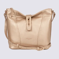 Sac Bandoulière Hexagona, Sac Bandoulière Compartiment Spacieux Femme En Cuir De Vachette Doré