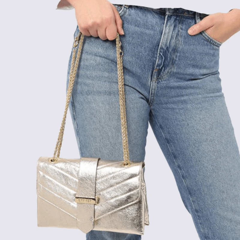 Sac Porté épaule Etrier, Sac Porté épaule Femme En Cuir Doré – Image 2