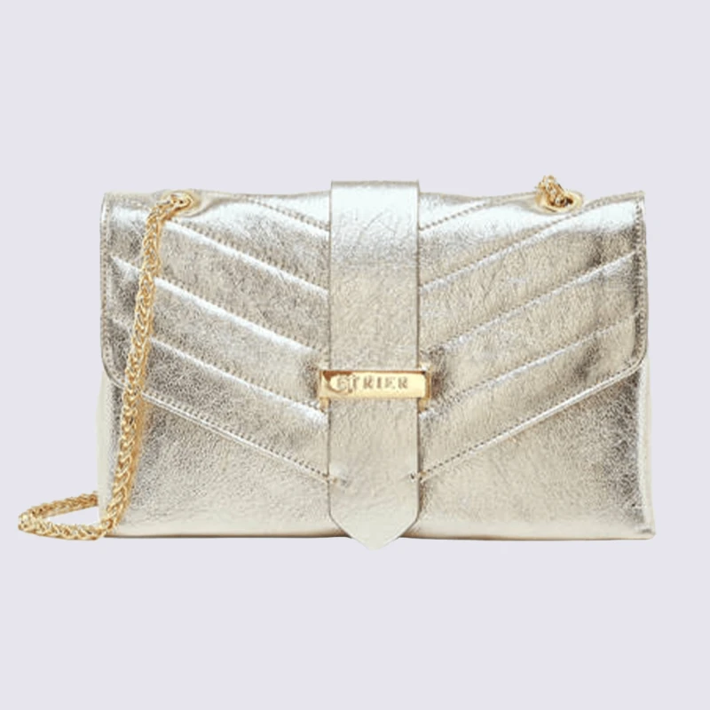 Sac Porté épaule Etrier, Sac Porté épaule Femme En Cuir Doré