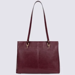 Sac Porté épaule Hexagona, Sac Porté épaule Effet Croco Femme Bordeaux/prune