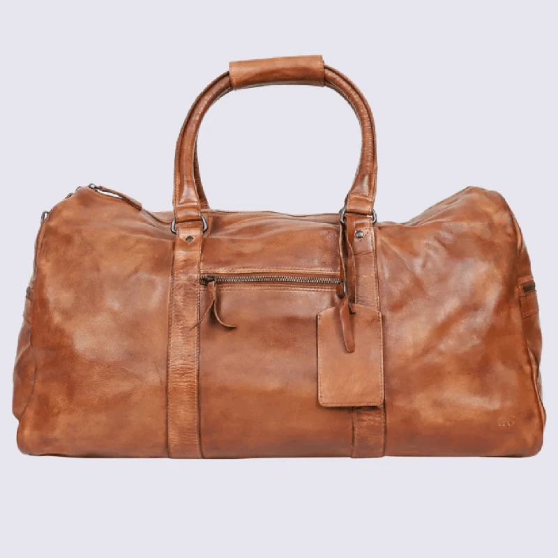 Sac Week-end Bear Design, Sac Week-end Ruben Unisexe En Cuir Cognac