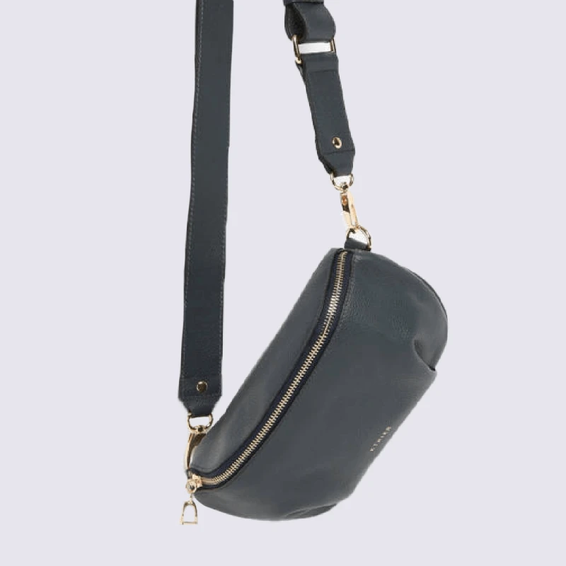 Sacoche Etrier, Sacoche élégante Femme En Cuir Bleu Marine – Image 3