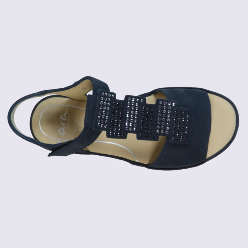 Sandales à Strass Ara En Cuir Bleu Marine – Image 3
