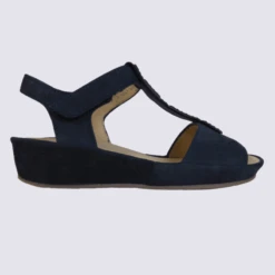 Sandales à Strass Ara En Cuir Bleu Marine