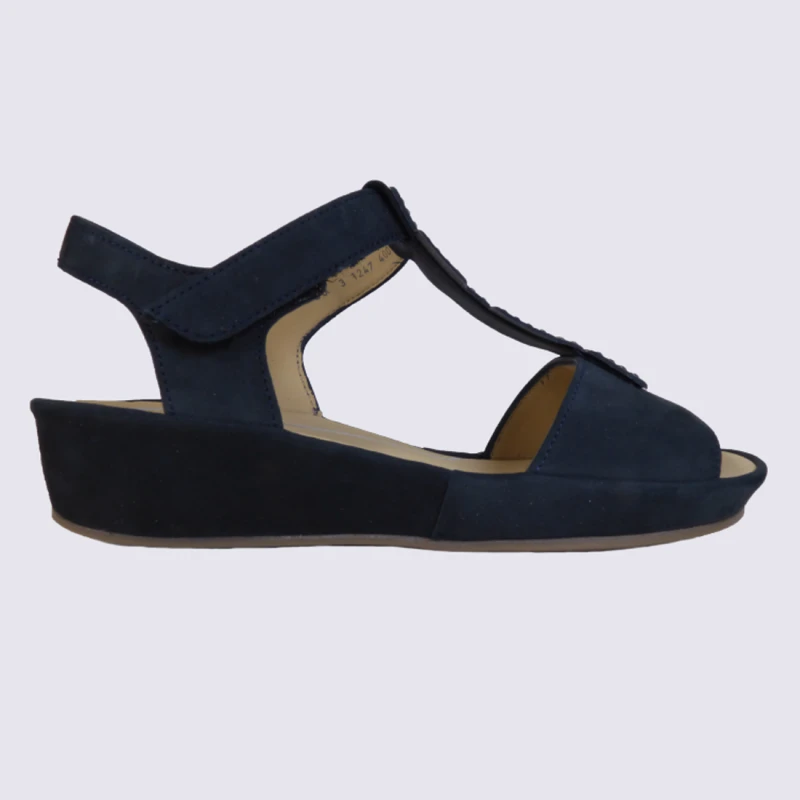 Sandales Ă Strass Ara En Cuir Bleu Marine