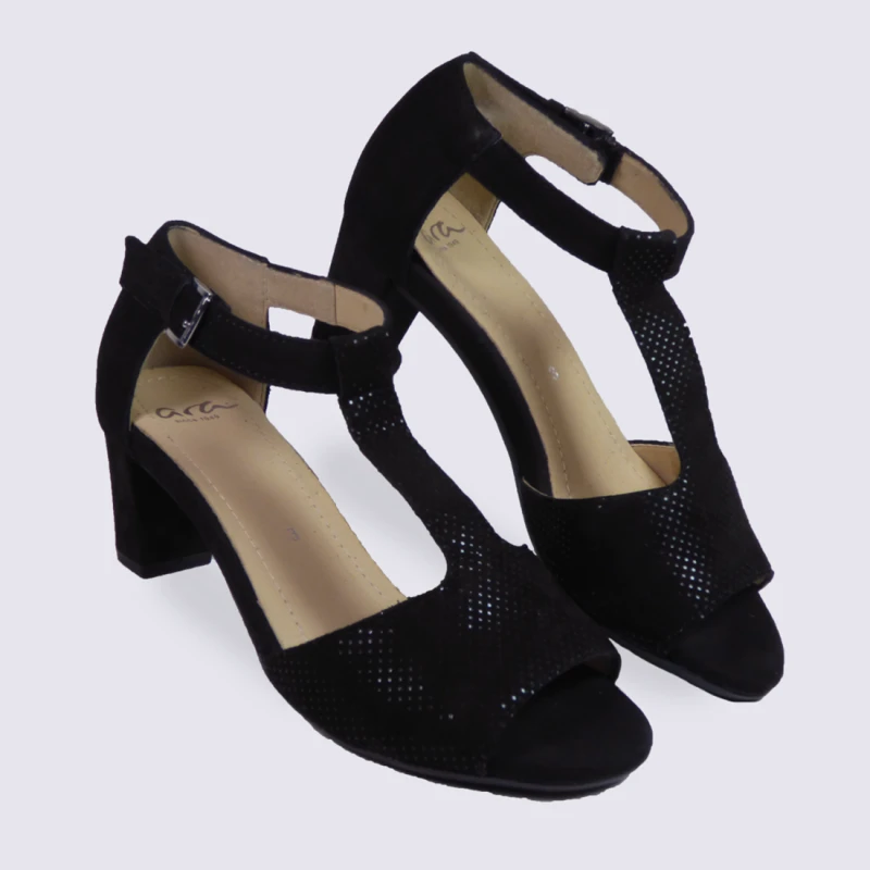 Sandales à Talon Ara En Cuir Noir Tendance – Image 2