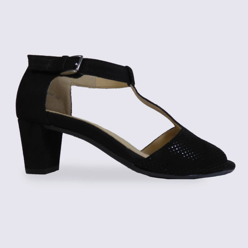 Sandales Ă Talon Ara En Cuir Noir Tendance