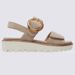 Sandales Ara, Sandales Compensées Tendances Femme En Cuir Beige