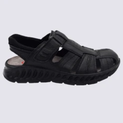 Sandales Ara, Sandales Confortables Homme En Cuir Noir