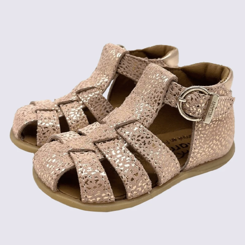Sandales Bellamy, Sandales à Motif Léopard Doré Pour Fille En Cuir Rose – Image 2