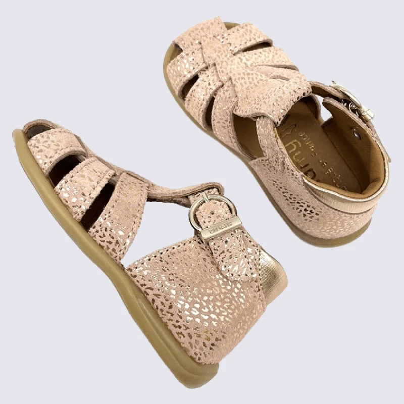Sandales Bellamy, Sandales à Motif Léopard Doré Pour Fille En Cuir Rose – Image 3